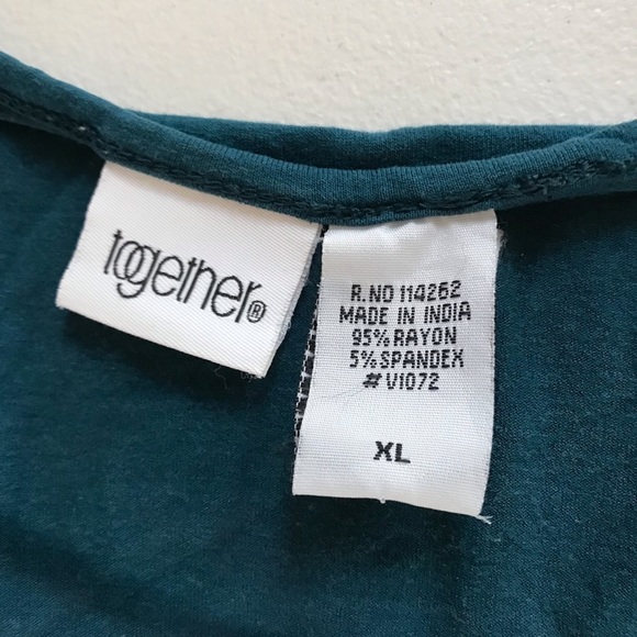 Together X-Large teal green embellished scoop neck tee - Picture 2 of 7